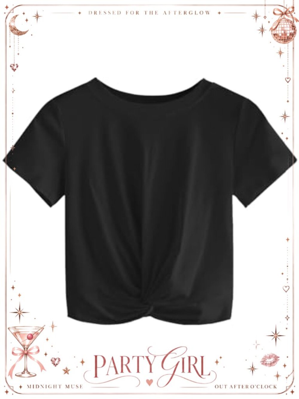 Womens Twist Front Crop Top Short Sleeve Crew Neck Tee Casual Summer
